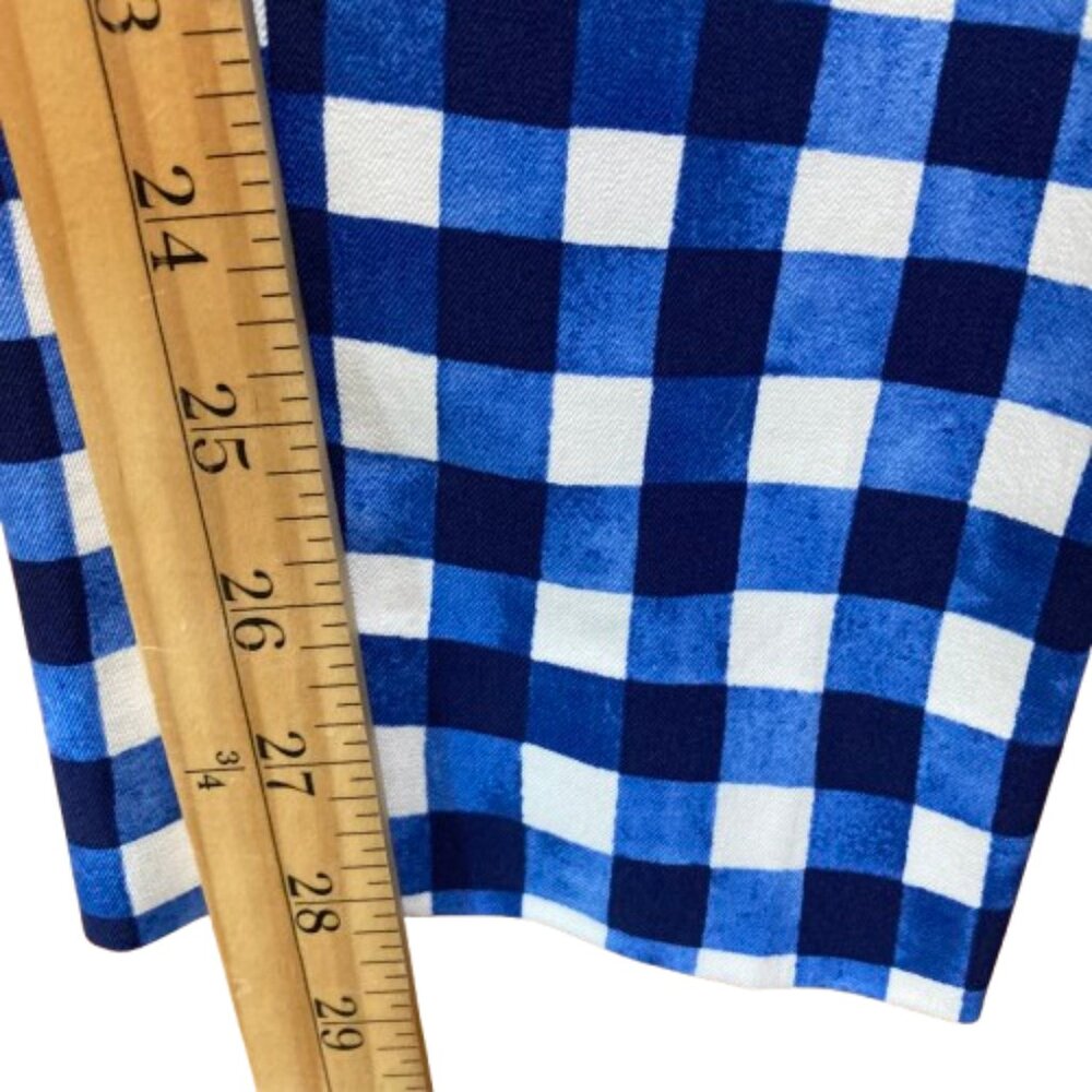 Talbots Chatham Slim Ankle Pants, Blue and White Cotton Gingham Pockets, size 2 - Picture 9 of 10